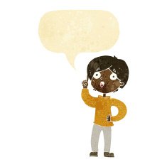 cartoon boy with idea speech bubble N18