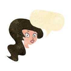 cartoon pretty female face with speech bubble N13