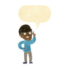 cartoon boy with idea speech bubble N19