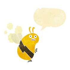 funny cartoon bee with speech bubble