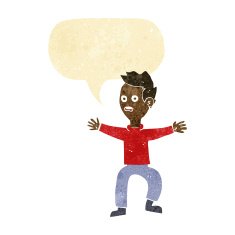 cartoon man panicking with speech bubble N4