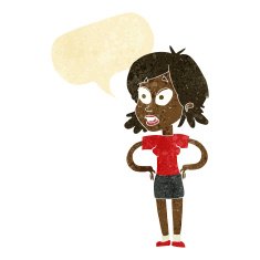 cartoon woman with hands on hips speech bubble N22