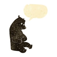 cartoon happy black bear with speech bubble N2