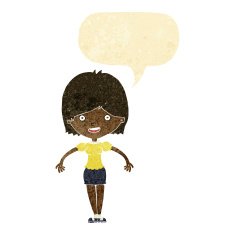 cartoon happy woman with speech bubble N25