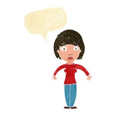 cartoon surprised woman with speech bubble N29
