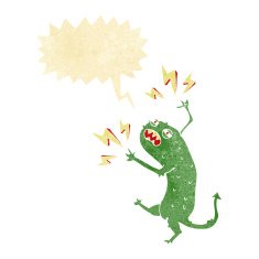 cartoon little monster with speech bubble N4