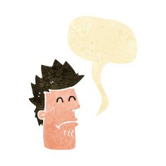 cartoon man feeling sick with speech bubble N2