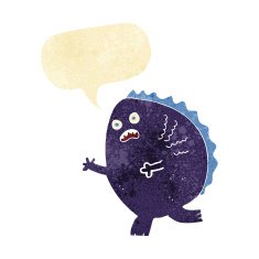 cartoon monster with speech bubble N5