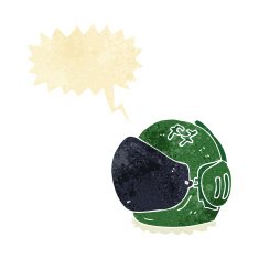 cartoon astronaut helmet with speech bubble N6