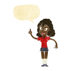 cartoon pretty woman with idea speech bubble N5