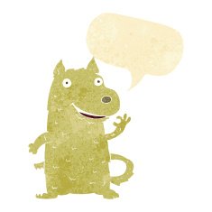 cartoon happy dog with speech bubble N12