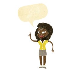 cartoon pretty woman with idea speech bubble N6
