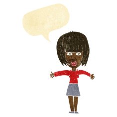 cartoon annoyed woman with speech bubble N22