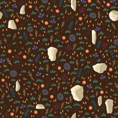 Floral seamless pattern Herbal decorative background with bones