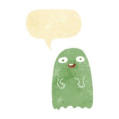 funny cartoon ghost with speech bubble N5