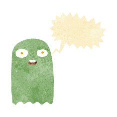 funny cartoon ghost with speech bubble N6