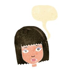 cartoon female face with speech bubble N18