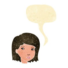 cartoon female face with speech bubble N19