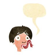 cartoon head sticking out tongue with speech bubble N2