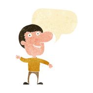 cartoon waving man with speech bubble N4