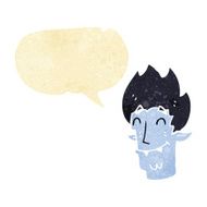 cartoon happy vampire head with speech bubble N2