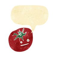 cartoon happy tomato with speech bubble N3
