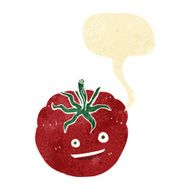 cartoon happy tomato with speech bubble N4