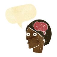 cartoon head with brain symbol speech bubble