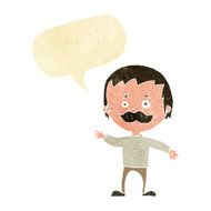 cartoon man with mustache waving speech bubble N3