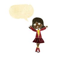 cartoon unhappy girl with speech bubble
