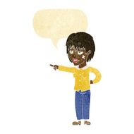cartoon woman pointing with speech bubble N20