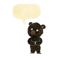 cartoon black bear cub with speech bubble N4
