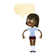 cartoon woman shrugging shoulders with speech bubble N54