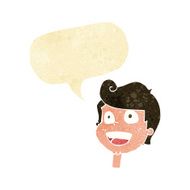 cartoon happy face with speech bubble N6