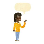cartoon woman explaining with speech bubble N7