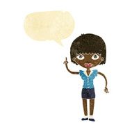 cartoon woman with idea speech bubble N23