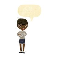 cartoon annoyed woman with speech bubble N23