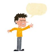 cartoon happy man reaching with speech bubble N2