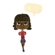 cartoon happy girl with speech bubble N9