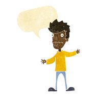 cartoon nervous man with speech bubble N16