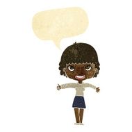 cartoon happy girl with speech bubble N10