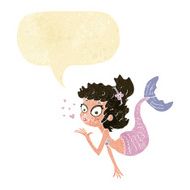 cartoon pretty mermaid with speech bubble N7