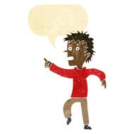 cartoon happy man pointing with speech bubble N6