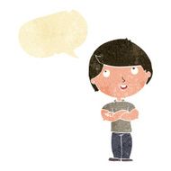cartoon happy man with folded arm speech bubble N2