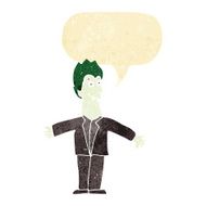 cartoon vampire man with speech bubble N20