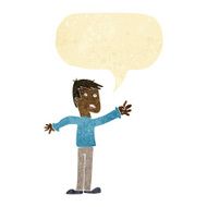 cartoon worried man reaching with speech bubble N3