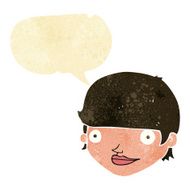 cartoon happy female face with speech bubble N27