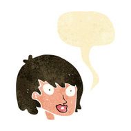 cartoon happy female face with speech bubble N28
