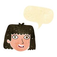 cartoon happy female face with speech bubble N29