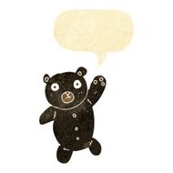 cartoon cute black teddy bear with speech bubble